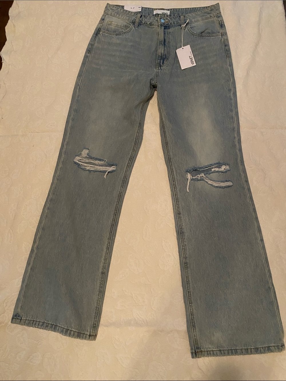 Vervet Light Blue Distressed Ripped Women’s Jeans Wide Leg